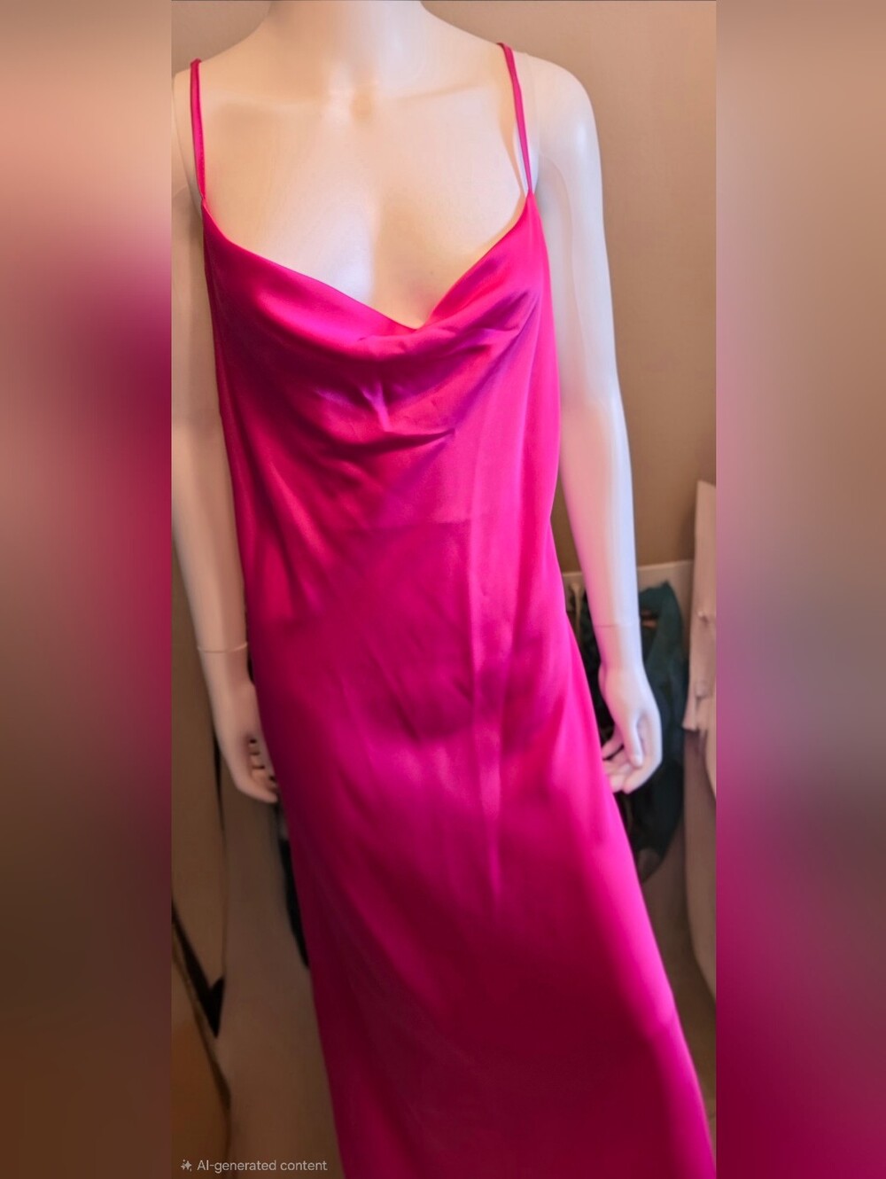 Hot Pink Satin Slip Dress